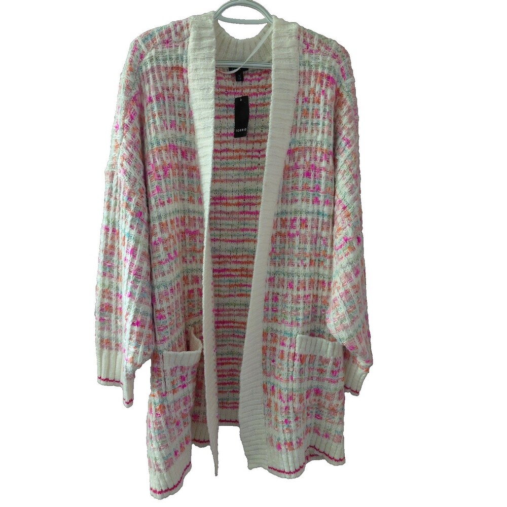 Torrid Drop Shoulder Open Cardigan Multicolor Super Soft Size 5 (5X) Slub Knit